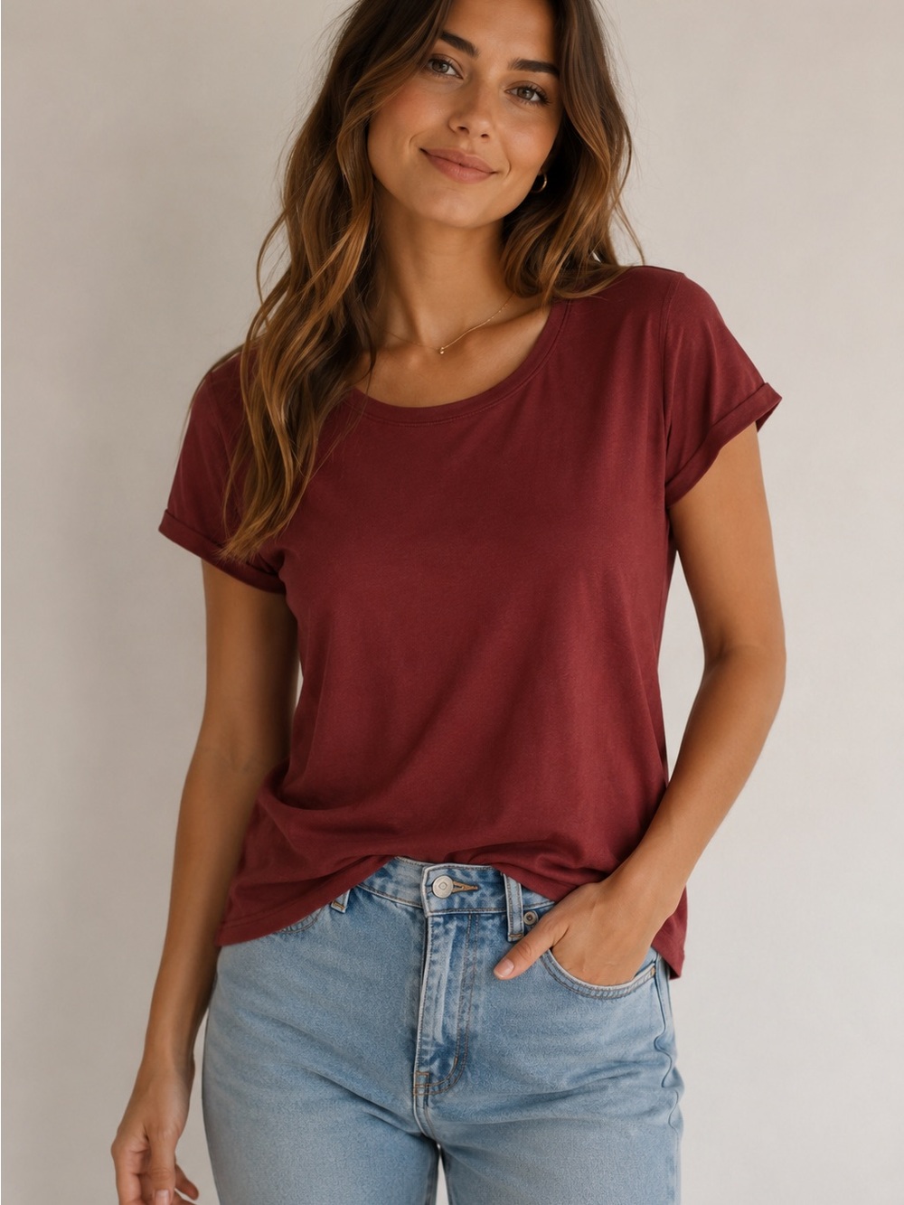 Old Navy Women's Burgundy Short Sleeve Tee